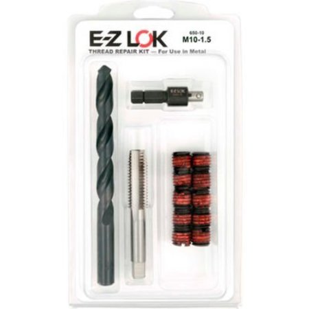 E-Z LOK Thread Repair Kit, Self Locking Thread Inserts, M10-1.5x9/16"-12, Steel EZ-650-10